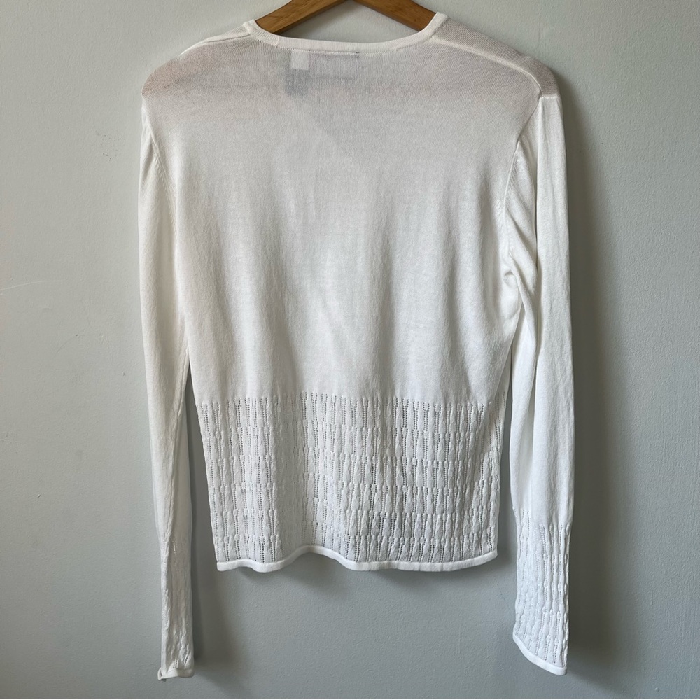 Liz Claiborne Liz Sport White Long Sleeve Cardigan, Size M - Picture 2 of 6